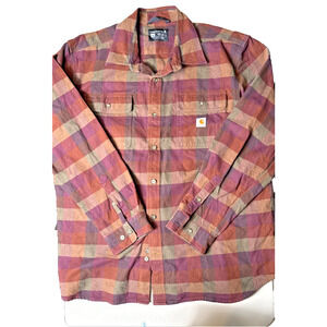 Men's Carhartt Plaid Flannel Button Down Shirt Loose Fit Size XL Cotton Thick
